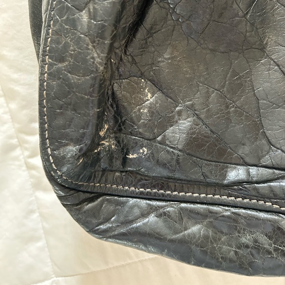 9🔥 MIU MIU BLACK VITELLO SHINE LEATHER GATHERED HOBO 🔥 - Picture 6 of 12